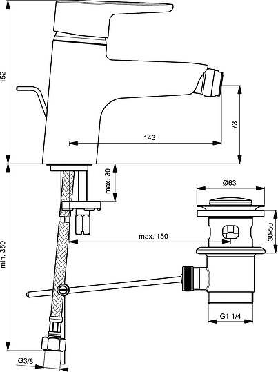 Ideal Standard Connect Blue Смеситель для биде, цвет: chrome B9920AA