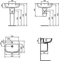 Ideal Standard Esedra Раковина подвесная 60х45,5 см с переливом, цвет: euro white T279801