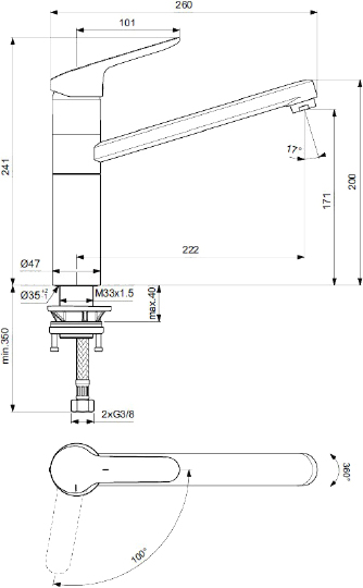 Ideal Standard Ceraflex Смеситель для кухни, цвет: chrome BC135AA