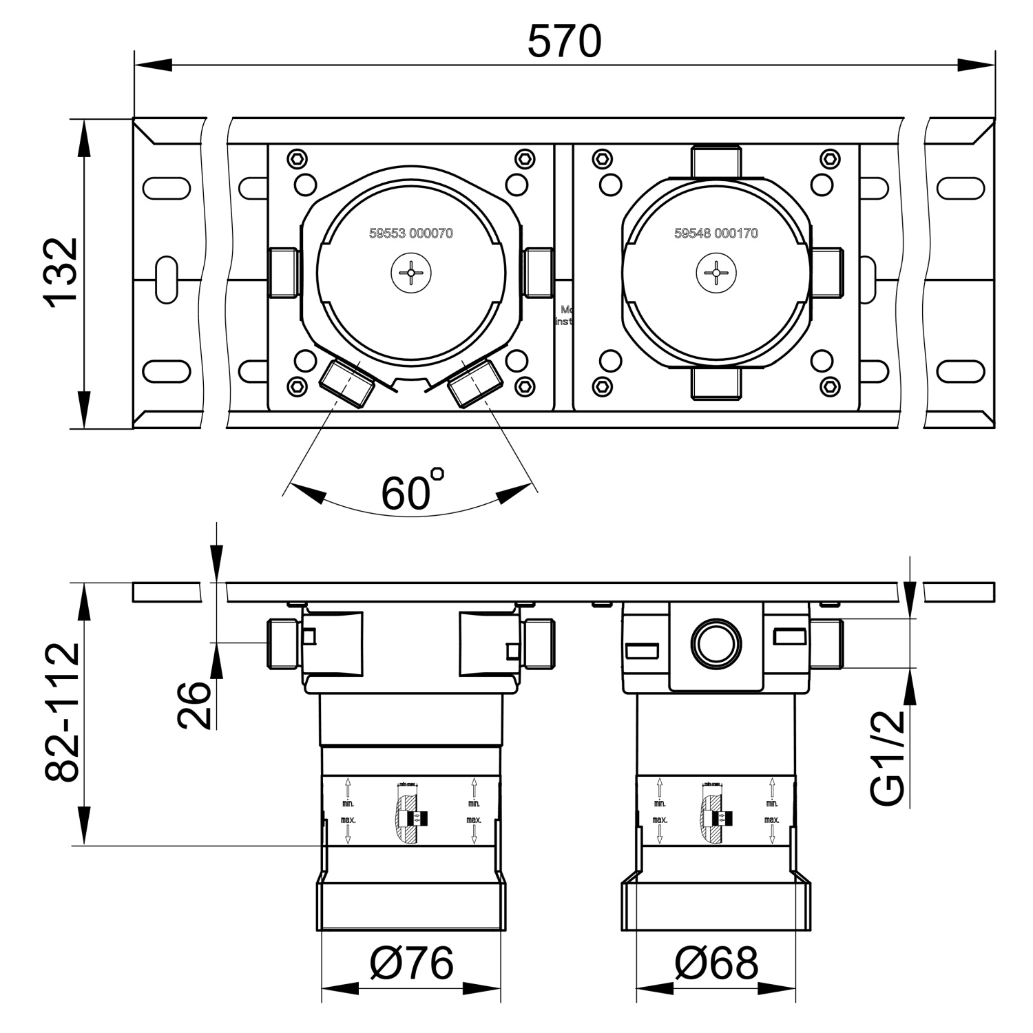Keuco Armaturenzubehör Встраиваемый блок для термостата на 3 потребителя 59953 003170