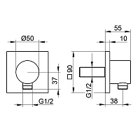 Keuco Ixmo Шланговое подключение DN15, квадратная розетка, цвет: бронза 59547 030002