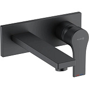 Kludi Zenta SL Смеситель для раковины встраиваемый, внешняя часть, излив 18 см, цвет: черный матовый 482473965