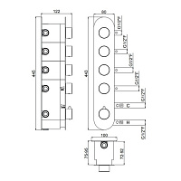 Carimali Colonial Встраиваемая часть для термостатического смесителя на 4 выхода W21048