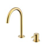 Nemo Round Смеситель для раковины с донным клапаном, высота излива 17,7 см, цвет: brush gold NM-2318BG