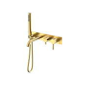 Nemo Round Смеситель для ванны и душа, лейка, шланг, с внутренней частью, цвет: brush gold NM-2353BG