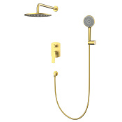 Nemo Prima Душевой комплект: смеситель, верхний душ, лейка, шланг 150 см, цвет: brush gold NM-1352-BG