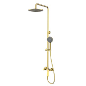 Nemo Prima Душевая стойка: смеситель, верхний душ, штанга 123,1 см, лейка, шланг, цвет: brush gold NM-1353-BG