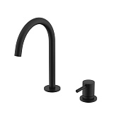 Nemo Round Смеситель для раковины с донным клапаном, высота излива 17,7 см, цвет: matte black NM-2318MB