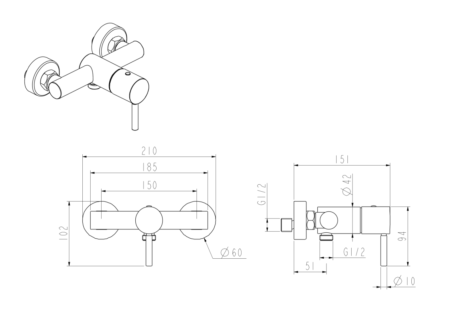 Nemo Round Смеситель для душа, цвет: brush gold NM-2341BG