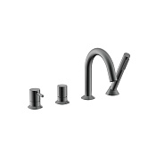 Nemo Round Смеситель на борт ванны с вытяжной лейкой, дк, высота излива 12 см, цвет: brush gun metal NM-2352BGM