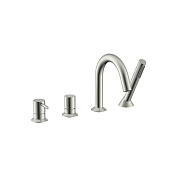 Nemo Round Смеситель на борт ванны, д/к, с вытяжной лейкой, высота излива 12 см, цвет: brush nickel NM-2352BN