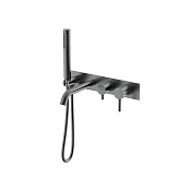 Nemo Round Смеситель для ванны и душа, лейка, шланг, с внутренней частью, цвет: brush gun metal NM-2353BGM