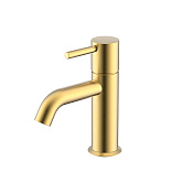 Nemo Round Смеситель для раковины с донным клапаном, высота излива 7,3 см, цвет: brush gold NM-2311BG