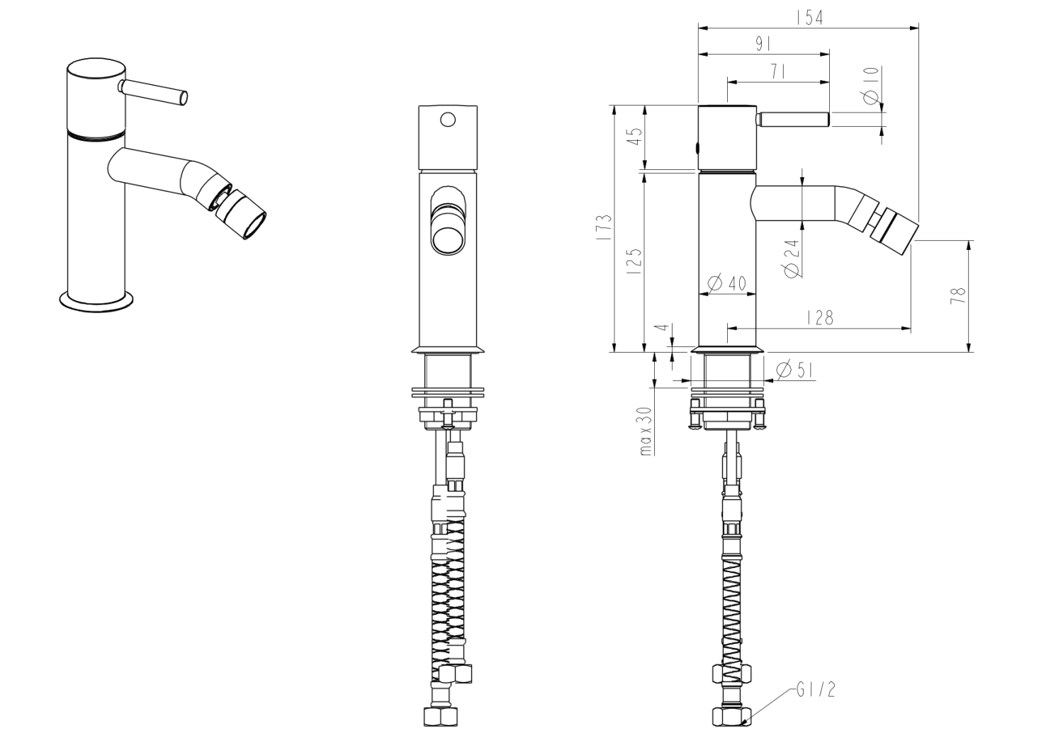 Nemo Round Смеситель для биде однорычажный, цвет: chrome NM-2321CR