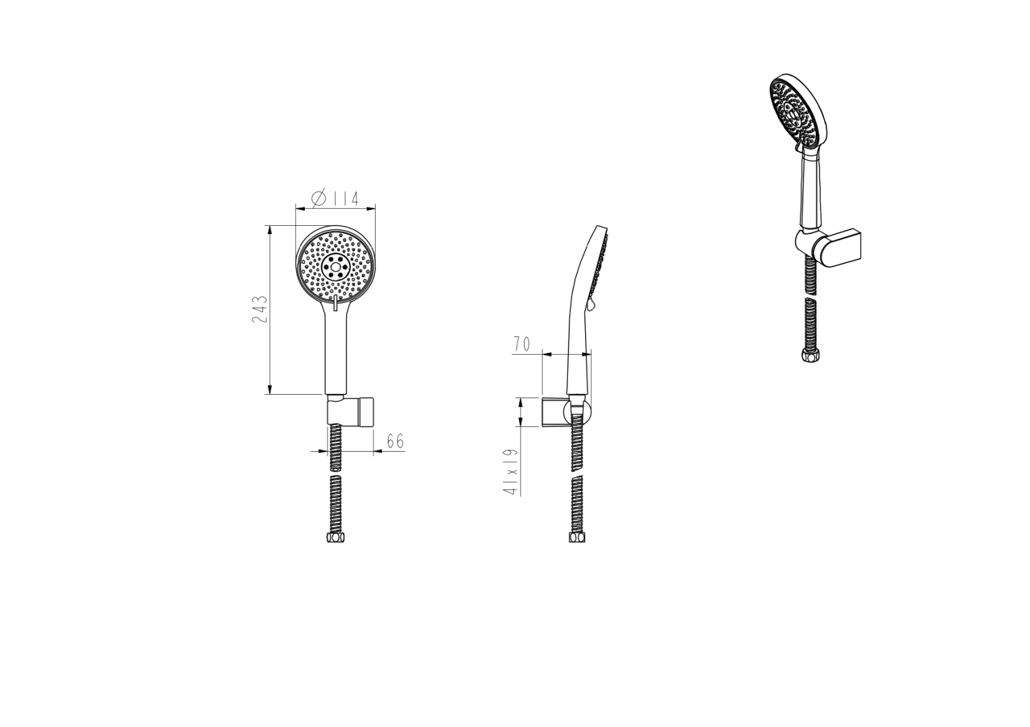 Nemo Душевой гарнитур: лейка, держатель, шланг, цвет: brush nickel NM-8012BN