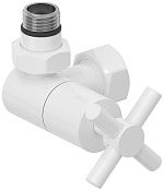 Сунержа Вентиль регулировки температуры 3D левый (крест), НР G 1/2 / НГ G 3/4, цвет: белый глянцевый 12-1410-1234