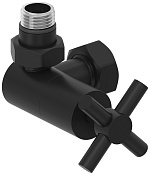 Сунержа Вентиль регулировки температуры 3D левый (крест), НР G 1/2 / НГ G 3/4, цвет: чёрный матовый 31-1410-1234