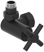 Сунержа Вентиль рег. температуры 3D левый (крест), НР G 1/2 / НГ G 3/4, цвет: тёмный титан муар мат. 15-1410-1234