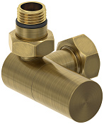 Сунержа Вентиль рег. температуры 3D левый, НР G 1/2 / НГ G 3/4, цвет: состаренная латунь брашир. 051-1402-1234