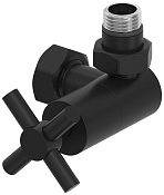 Сунержа Вентиль регулировки температуры 3D правый (крест), НР G 1/2 / НГ G 3/4, цвет: чёрный матовый 31-1411-1234