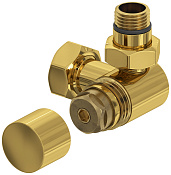 Сунержа Вентиль рег. температуры 3D правый (шестигранник), НР G 1/2 / НГ G 3/4, цвет: золото глянец 03-1407-1234