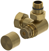 Сунержа Вентиль рег. температуры 3D правый, НР G 1/2 / НГ G 3/4, цвет: состаренная латунь брашир. 051-1407-1234