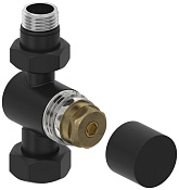 Сунержа Вентиль регулировки температуры прямой (шестигранник), НР G 1/2 / НГ G 3/4, цвет: чёрный мат 31-1405-1234