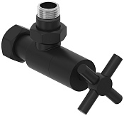 Сунержа Вентиль регулировки температуры угловой (крест), НР G 1/2 / НГ G 3/4, цвет: чёрный матовый 31-1408-1234