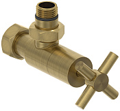 Сунержа Вентиль рег. температуры угловой (крест), НР G 1/2 / НГ G 3/4, цвет: состаренная латунь браш 051-1408-1234