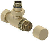 Сунержа Вентиль рег. температуры угловой (шестигранник), НР G 1/2 / НГ G 3/4, цвет: шампань матовая 022-1404-1234