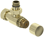 Сунержа Вентиль рег. температуры угловой, НР G 1/2 / НГ G 3/4, цвет: шампань глянцевая 020-1404-1234