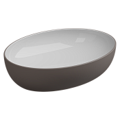 GSG Easy Раковина чаша биколор 55х42 см, без перелива и отверстия под смес, цвет: white/tortora matt EALAVOV55BI000/029