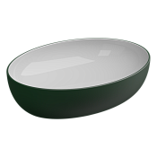 GSG Easy Раковина чаша биколор, 55х42 см, без отверстия под смеситель, цвет: white/smeraldo matt EALAVOV55BI000/036