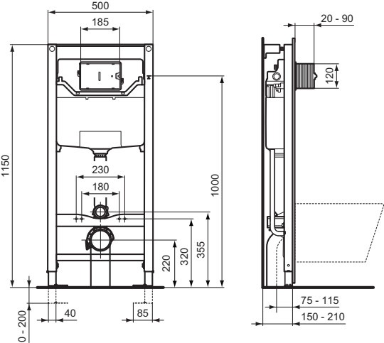 Ideal Standard Prosys Инсталляция для унитаза Г21 см R009467