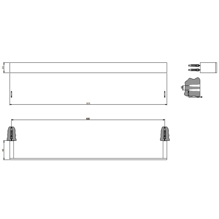 Gessi Inverso/Rettangolo Полотенцедержатель 60 см, подвесной, цвет: finox brushed nickel 20903#149