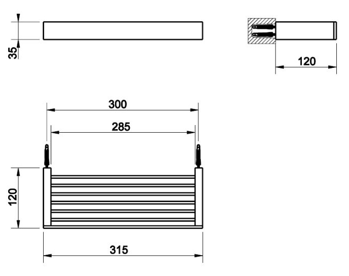 Gessi Inverso/Rettangolo Полка-решетка подвесная 30 см, цвет: finox brushed nickel 20947#149