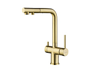 Paulmark Serpantine Смеситель для кухни, с выдвижным изливом, цвет: светлое брашированное золото Se213222-SBG