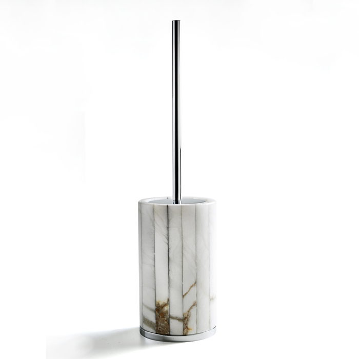 3SC Rigato Ершик для унитаза напольный с алебастровой колбой, цвет: Polished Nickel AL17NL