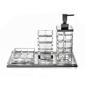 3SC Palace Комплект аксессуаров: дозатор стакан мыльница лоток цвет: Clear Crystal/Matt Black Nickel PA99ACRCFM