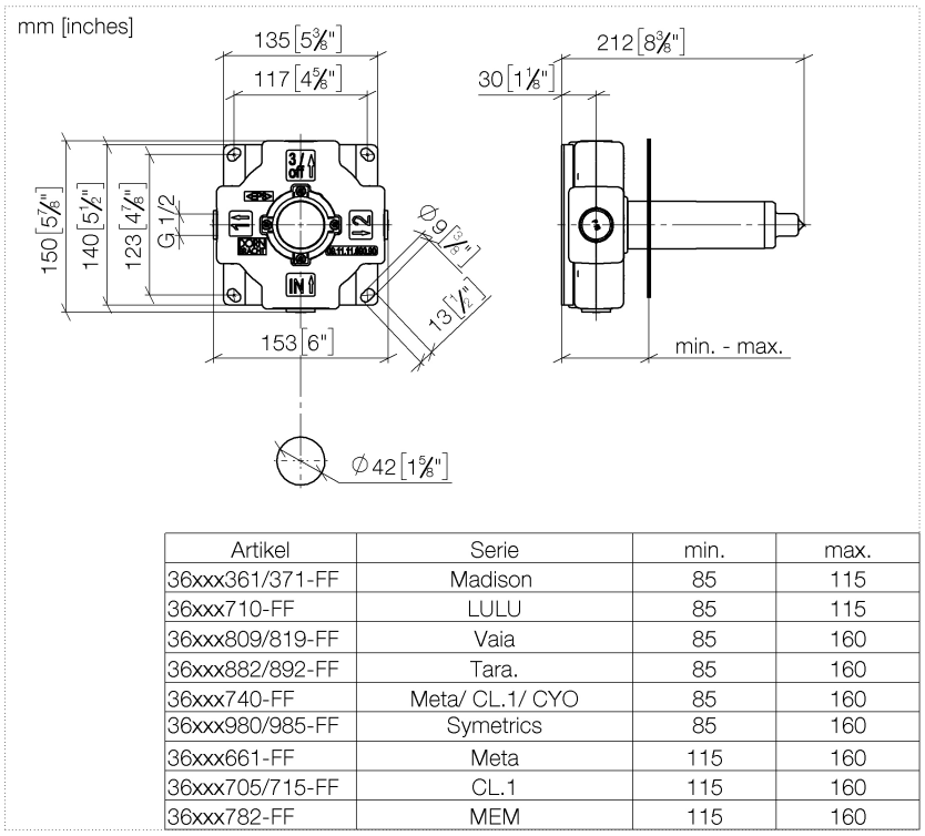 Dornbracht Встроенная часть переключателя на два положения 3520297090