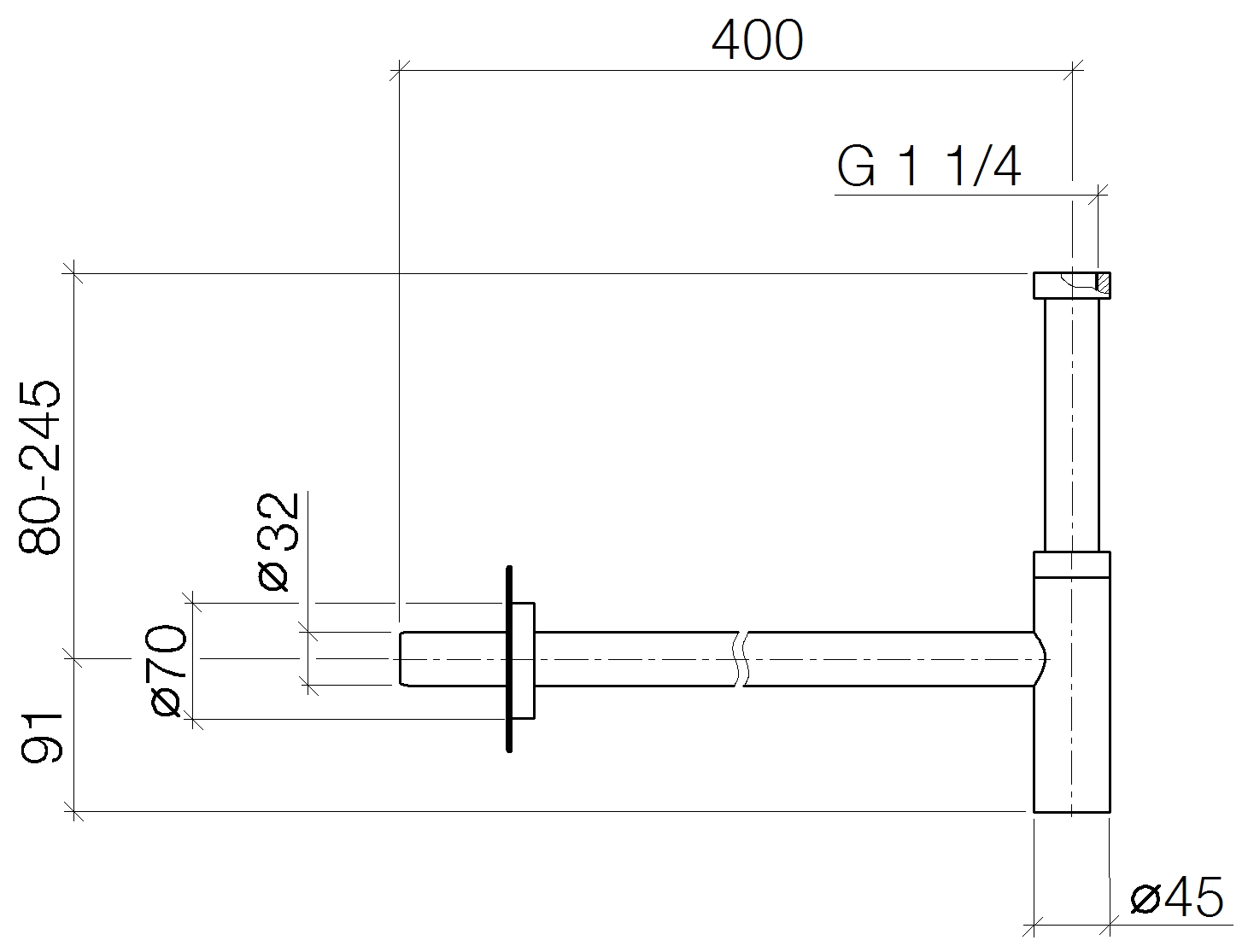 Dornbracht Сифон для раковины латунный, цвет: matt black 10060970-33