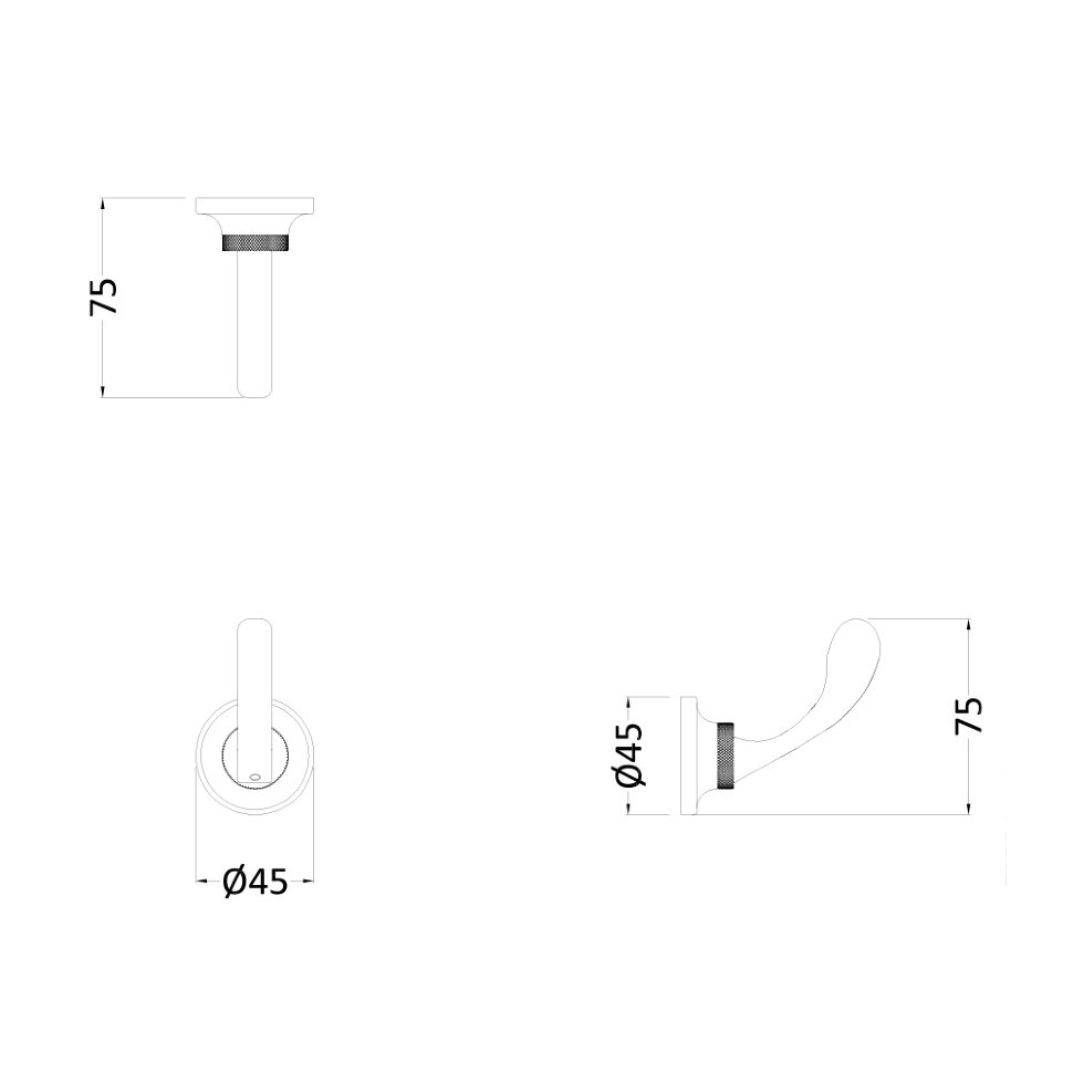 Burlington Guild Крючок для полотенец одинарный, подвесной, цвет: хром глянцевый GU021C