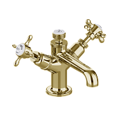 Burlington Guild Смеситель для раковины на 1 отверстие, излив 5h см, цвет: золото/белый глянец GU110DNG