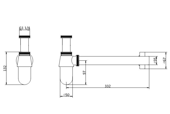 Burlington Сифон для раковины латунный, традиционый, цвет: шлифованный никель W14 BNKL