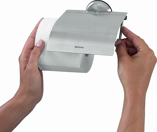 Brabantia Profile Держатель туалетной бумаги с крышкой, подвесной, цвет: стальной 427626