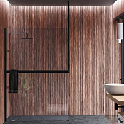 Novellini Kuadra Рама душевого ограждения 160х300h см левая, с полотенцедержателем, цвет: черный мат R80KUFRESOFS-H 160/300