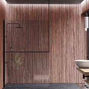 Novellini Kuadra Рама душевого ограждения 160х300h см левая, свободный вход, полка, цвет: черный мат R80KUFRISOFS-H 160/300