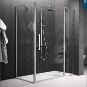 Novellini Young Душевая дверь 91х200h см распашная одностворчатая, реверсивная, цвет: хром глянцевый Y22P87-1K