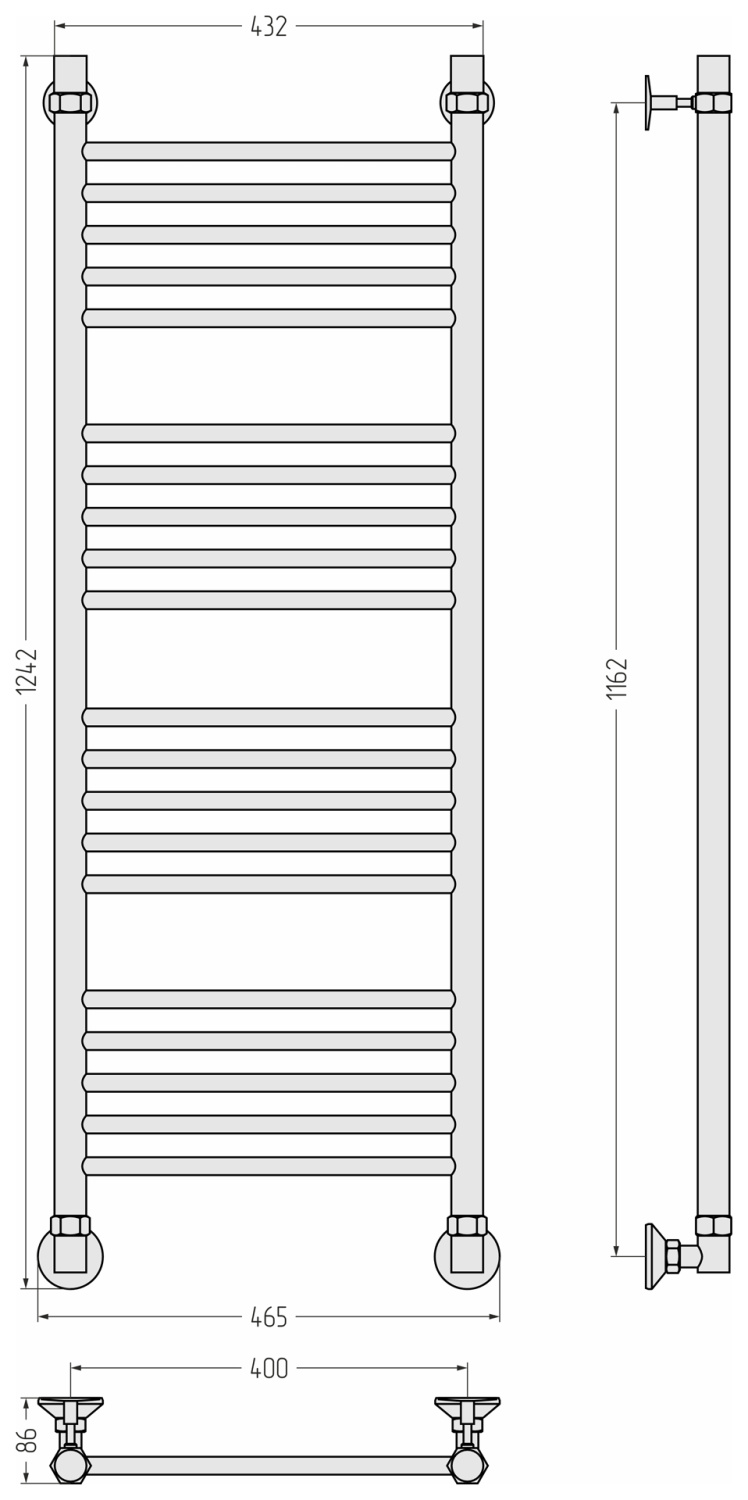Стилье Аксиома-10 Полотенцесушитель водяной 46,5х124,2h см, цвет: без покрытия 00661-1240