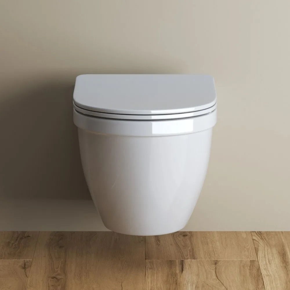 BelBagno Loto Унитаз подвесной 36,5x53,5 см, безободковый, с сиденьем, цвет: белый глянцевый BB070CHR/SC